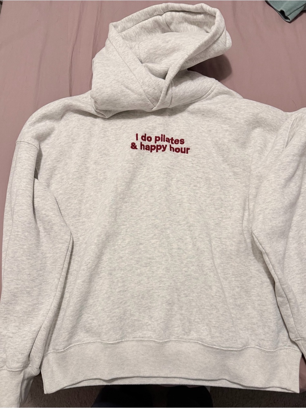 Abercrombie & Fitch Light Gray Hoodie with Maroon Script - Women Sweater